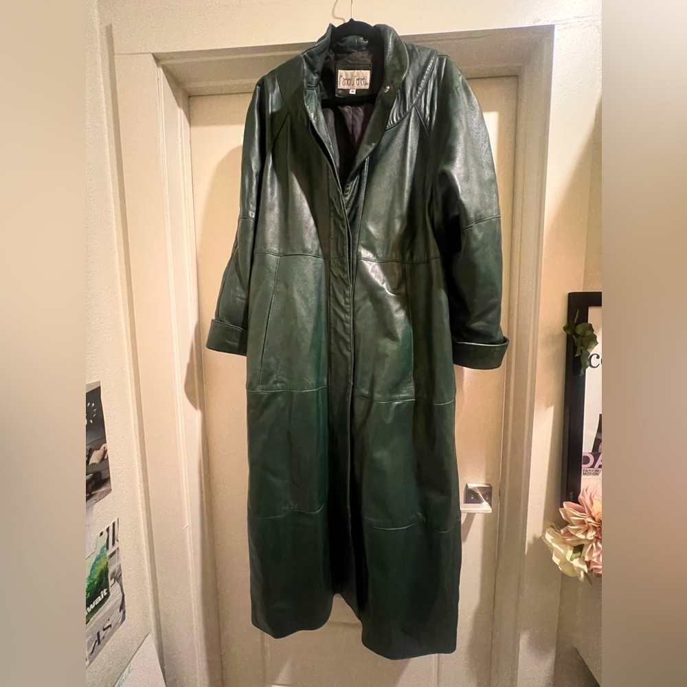 Vintage Pano Sereti full leatherr trench Forrest Green